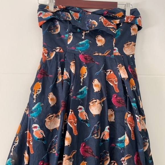 Anthropologie "Native birds "strapless birdie novelty print Quirky Adorable Y2K - Picture 4 of 12